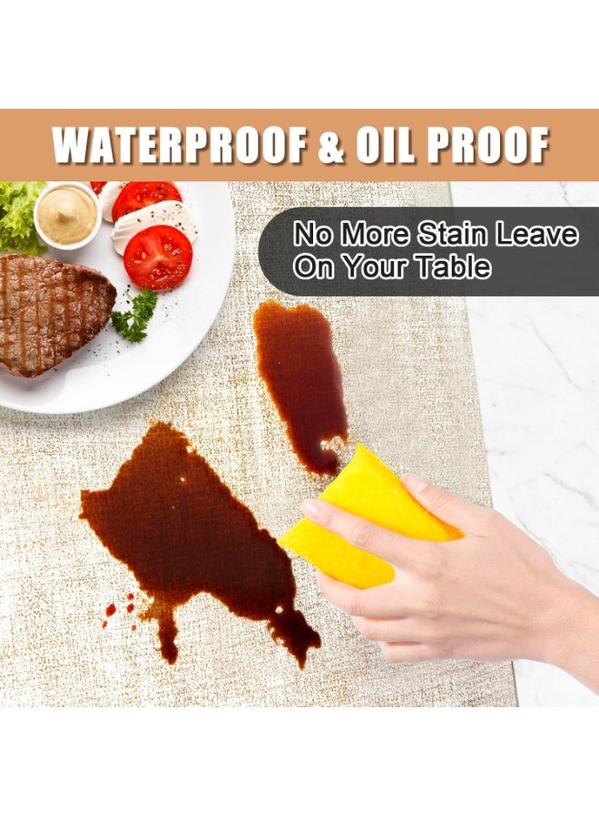 مجموعة Placemats الجلد الزائف من 6 الحجم 18 "x 12" ، البقع والحرارة مقاومة طاولة مكان حصاري مع مجانية المشروبات كوسترز ، ماء طاولة حصاري لتناول الطعام طاولة الاستخدام في الداخل والخارج (البيج) - Image 2